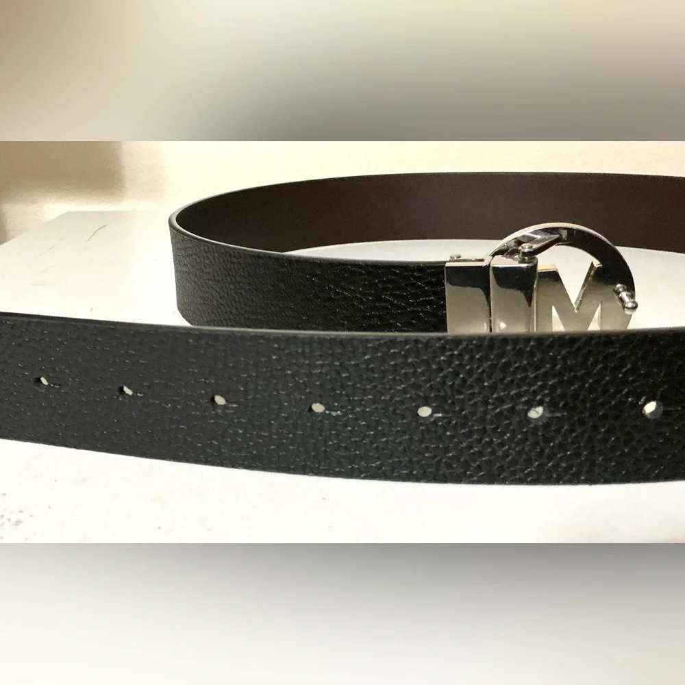 Michael Kors Reversible Logo Belt Leather Black, Brown M/L